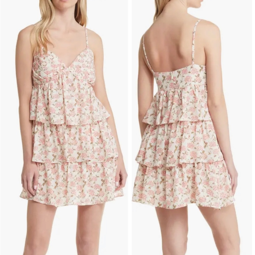 All in Favor Floral Tiered Babydoll Dress